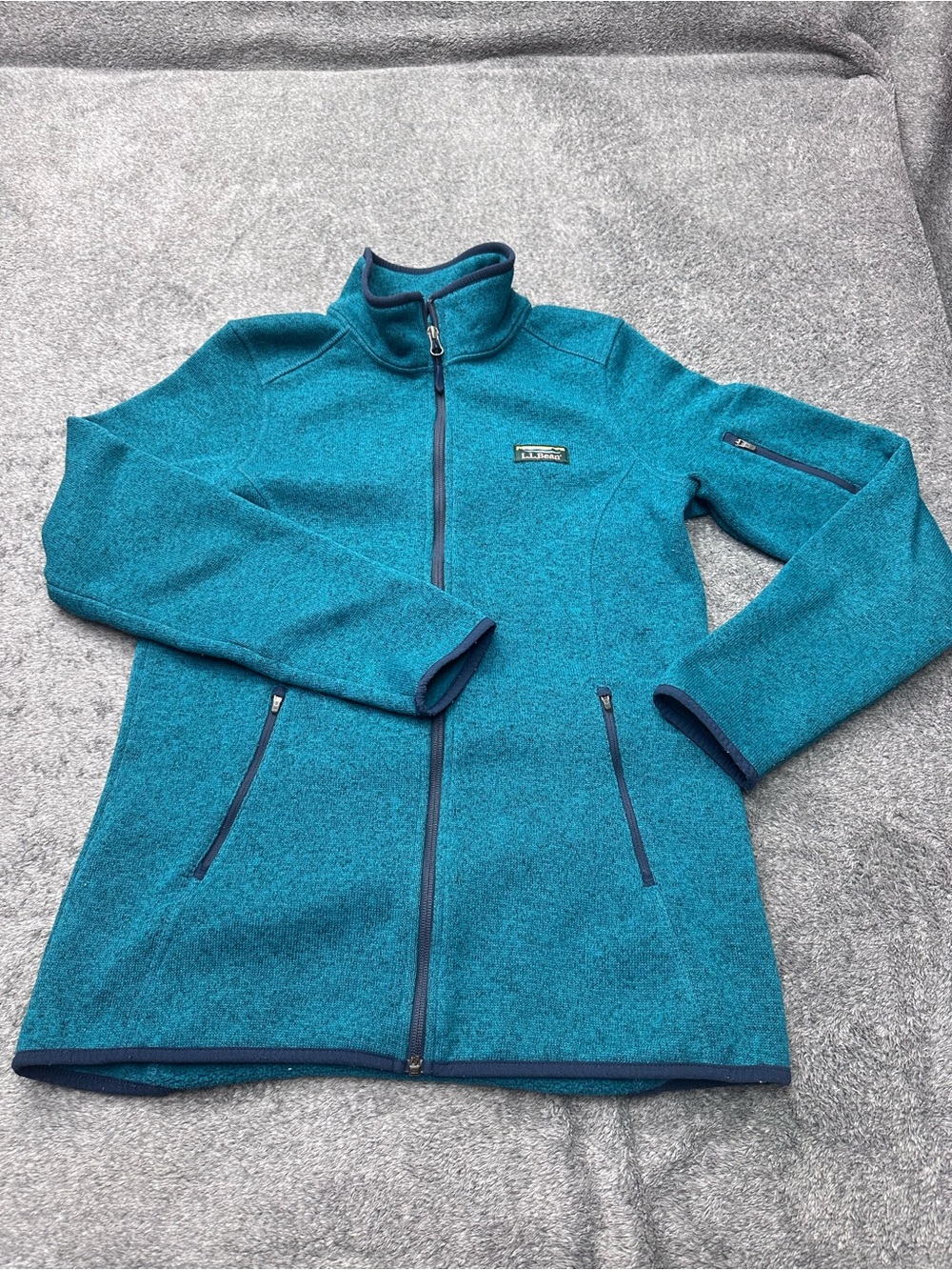 L.L. Bean Teal Full-Zip Utility Jacket with Stand Collar